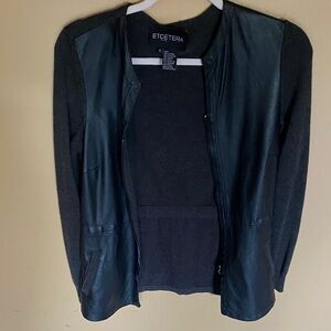Etcetera Charcoal and Black Leather Women's Jacket